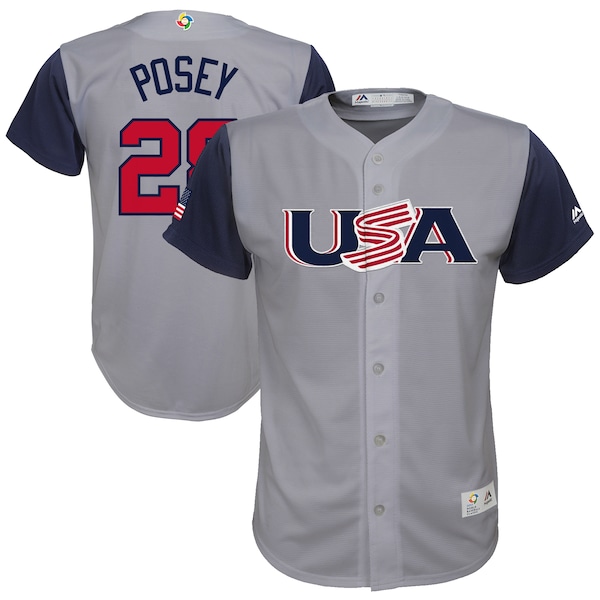 Youth USA Baseball Buster Posey Majestic Gray 20 replica Dodgers jerseys
