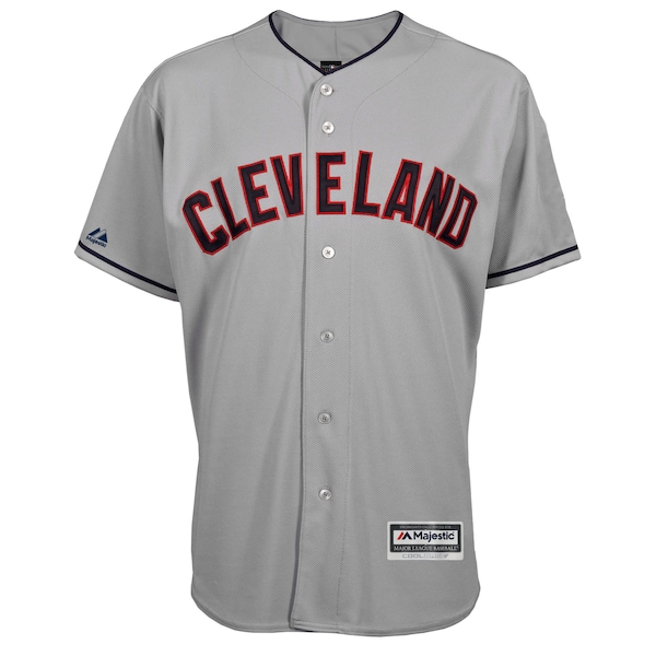 Men's Cleveland Indians Majestic Gray Official Coo Trevor May road jersey